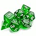 7 Die Polyhedral Dice Set - Sylvan Spirits (Translucent Green) with Velvet Pouch by Wiz Dice