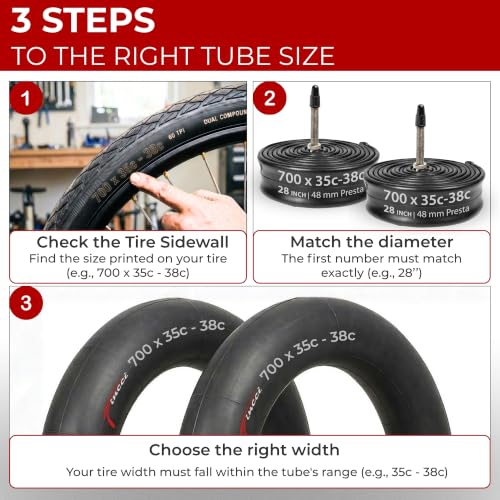 Fincci Pair of Inner Tubes 700x35-38c (35/40-622) - Presta Valve 48mm - 2 Piece High Strength Butyl Kit for Hybrid, City Bike and Trekking - Reliable and Easy to Fit