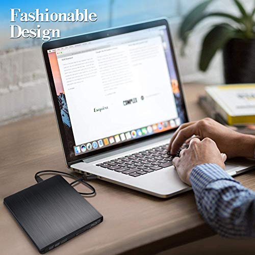 External CD Drive, Tebaba USB 3.0 Portable CD DVD +/-RW Drive Slim DVD/CD ROM Rewriter Burner Writer, High Speed Data Transfer for Laptop/Macbook/Desktop/MacOS/Windows10/8/7 (Black) - Thumbnail 6
