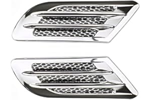 KACEPAR Exterior Car Air Flow Fender Side Vent Decoration Sticker, Front Side Fender Air Vent Grille Decoration Cover Trim, Universal Fit Pair, Chrome