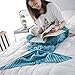 Fandian Crochet Mermaid Tail Blankets Photo Prop for Adults Women Teens Blue (Blue)