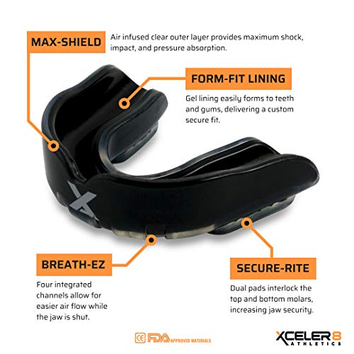 XCELER8 Athletics Kid Mouth Guard for Sports Custom Fit Chew Resistant Protection Youth Mouth Guard for Football, Boxing, MMA, Hockey, Lacrosse, JJU, Wrestling & More | Comes with Vented Case