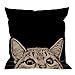 HGOD DESIGNS Black Cat Pillows Decorative Cute Cat Watching on Black Backgroud Cotton Linen Throw Pillow Case Square Cushion Cover Pillowcase for Men Women 18 x 18 inch