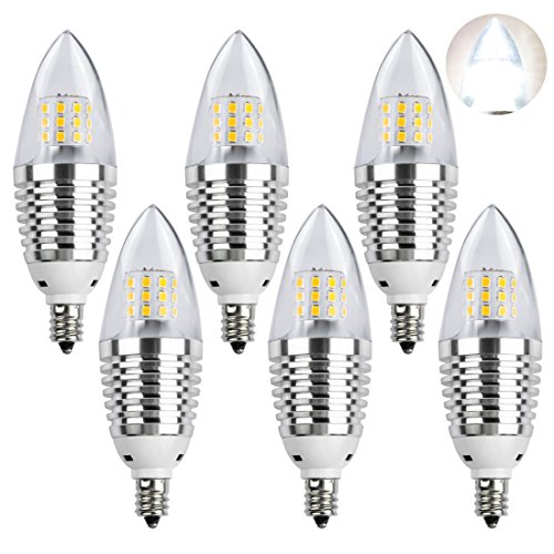 LEDMO LED Candelabra Bulb, 7W E12 Base, Daywhite 6000K LED Candle Bulbs