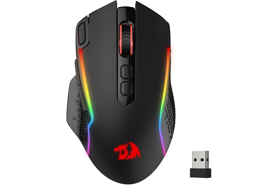 Redragon M810 PRO Wireless RGB Gaming Mouse 10000 DPI Remapping Keys | Cable-Free 0 Delay, Rapid-Fire Macro Keybinds, Vibing Backlight, Ergonomic Grip Body Comfort