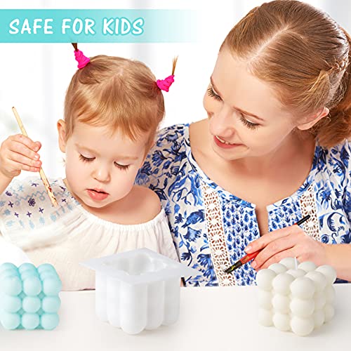 Onlyesh Silikon Blase Kerzen Form, DIY Kerze Formen Set mit 50Pcs Kerze Docht und 2 Dochthalter, für Duftkerze, Soja-Wachs, handgemachte Seife, geeignet für Anfänger
