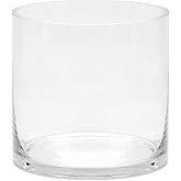 10" Wide 10" Tall Large Hand Blown Sturdy Clear Cylinder Glass Vase, Centerpiece Flower Vase for Rose, Tulip, Boquets, Hurricane Candle Holder (1, 10"x10")