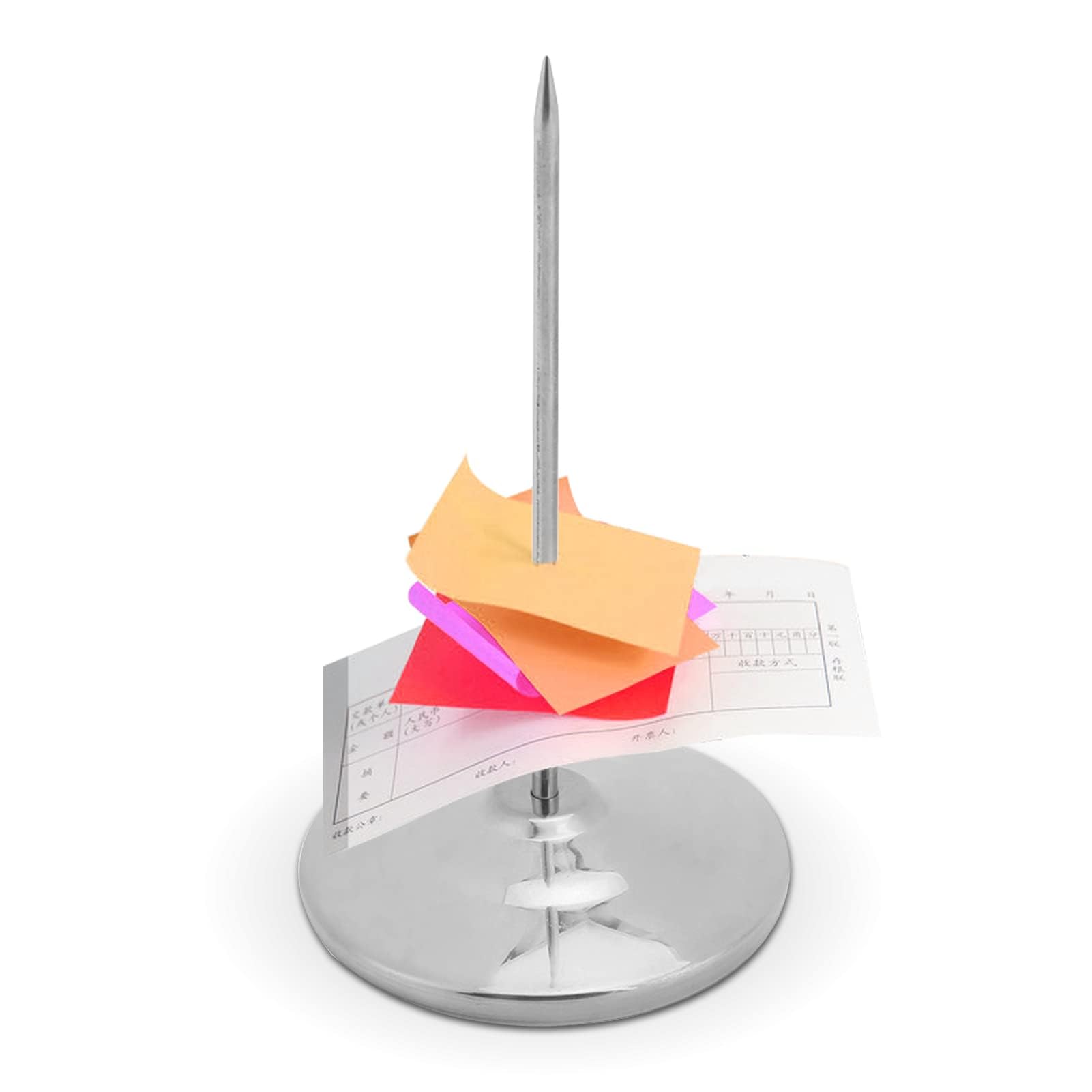 Ticket Receipt Spike Holder 6.3 inch Height Bill Order Spike with Round Base Receipt Holder Note Stick Memo Clip Straight Rod for Restaurant Kitchen Office Hotel
