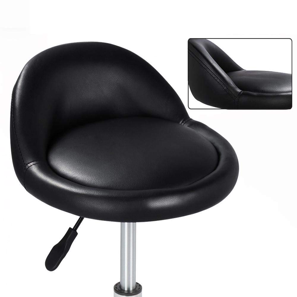 Yaheetech Height Adjustable Rolling Swivel Salon Stool Chair Hydraulic Ergonomic with Backrest Wheels for Tattoo Massage Facial Spa Manicure Dentist Clinic,Black: Beauty