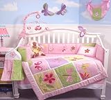 SoHo Butterflies Meadows Baby Crib Nursery Bedding Set 13 pcs included Diaper Bag with Changing Pad and Bottle Case