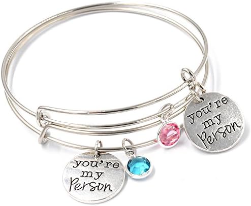 UHANGETH You're My Person, 2 Pcs Dangle Bracelet Crystal Pendant Charm Bangle Best Lovers Birthday Gift