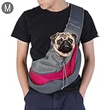 BREADEEP Pet Sling Carrier, Small Dog Cat Sling Bag for Travel, Front Pack Carry Tote with Safety Closure, Rose in M
