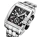 Fashion Mans Business Stainless Steel Strap Waterproof Analog Quartz Watch with Calendar Wirstwatch (Black)