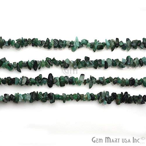 1 Strand (34inches) of Real Natural Emerald Gemstone Chips Beads. Green color, wholesale price. Prepared exclusively by GemMartUSA