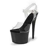 WUXIN H&P Women's 7 Inch Clear Platform Heels