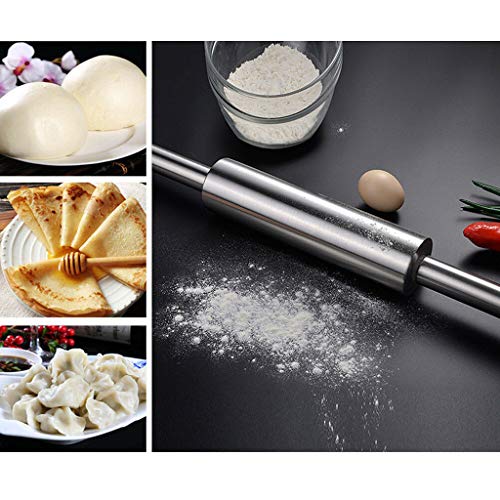 Chercherr Rolling Pin, Safe And Durable Smooth Home Metal Stainless Steel Rolling Pin For Baking Fondant Pie Cookie Cooking Assistant (C)