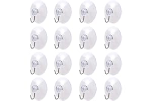 eZAKKA 45mm Transparent Suction Cup, Suction Cup Hooks Shower Wall Window Hooks Hangers for Bathroom Kitchen,16-Pack