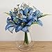 Meiliy 13'' Silk Artificial Calla Lily Flower Bouquet for Home Wedding Office Party Memorial Decoration, Blue
