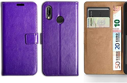 MOBITEK4U Huawei Y9 2019 Book Case, PU Leather Wallet Case Card Holder, Book Case Flip Folio Case for Huawei Y9 2019 (Purple)