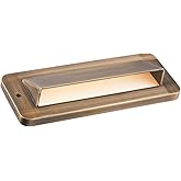 VOLT Cast Brass 12V 3W 2700K Warm White Thin LED Hooded Outdoor Step Light (20 Lumens) for Low Voltage Landscape Lighting