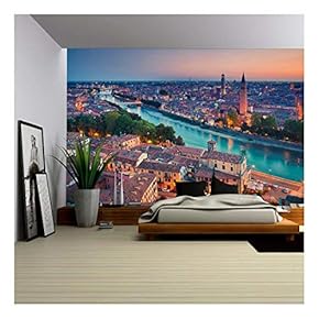 Verona. Image of Verona, Italy During Summer Sunset. - Removable Wall Mural | Self-Adhesive Large Wallpaper - 66x96 inches
