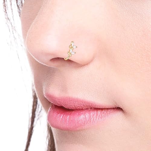 TOKRING 6PCS Fake Nose Ring, Fake Piercing Nose Cuffs, Stainless