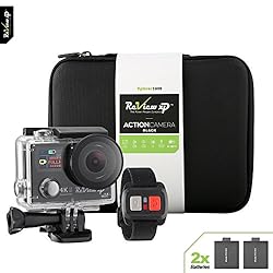 See Review XP 4K Action Camera Wi-Fi Waterproof 12MP 25fps HD Sports Video Underwater Camcorder 170° Angle Dual Screen 2 Batteries Accessory Kit Carrying Case Remote Control – Black Details