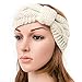 NISHAER Women's Wide Chunky Cable Knitted Turban Headband,Beige,One size