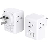 Tessan Travel Power Adapter – Australia/New Zealand Plug With 4 Outlets & 3 USB Ports, Gray, 2500W Max