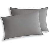 WhatsBedding Standard Jersey Knit Pillowcases Set of 2, 100% Cotton Bed Pillow Cases Standard Size with Zipper,Soft and Breathable, 20×26 inches Dark Grey