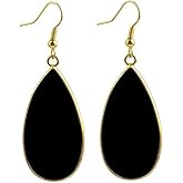 Natural Crystal Healing Stone Earrings Gold Plated Statement Teardrop Dangle Earrings for Women