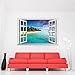 Winhappyhome Blue Sea Sky Beach Scene 3D Fake Window Wall Stickers for Bedroom Living Room Coffee Shop Background Removable Decor Art Decals