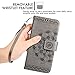 CASEOWL iPhone X/XS Case,iPhone X/XS Wallet Case with Detachable Slim Case,Card Solt Holder,Fit Car Mount, Mandala Flower Floral Embossed Leather Flip Lanyard Wallet Case for iPhone X/XS/10/10S[Gray]