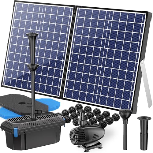 Photo 1 of Biling Solar Pond Pump with Filter System, 44W Solar Panel, Pond Filter Box Kit, 530 GPH Water Pump for Outdoor Pond Pool Water Feature Waterfall