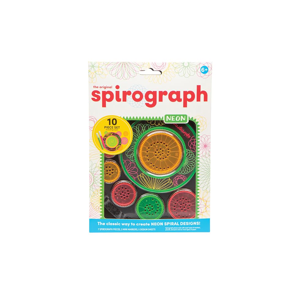 Spirograph 10 Piece Set - Neon | Create Endless Designs | Fun Drawing Set | Create Beautiful & Unusual Patterns | Great Arts & Crafts Activity | for Ages 6+
