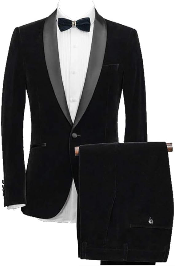 Amazon Co Jp Calvinsuit メンズ2枚セットショールラペル新郎タキシードベルベットメンズスーツ ジャケット パンツ 服 ファッション小物