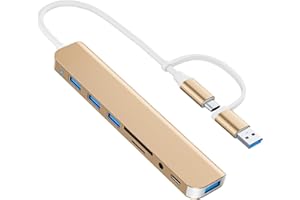 USB C/USB Hub Multiport Adapter,USB 3.0 Hub Aluminum 8 in 1 USB Splitter with SD/TF Card Reader,1 x USB 3.0, 3 x USB 2.0, 1 x