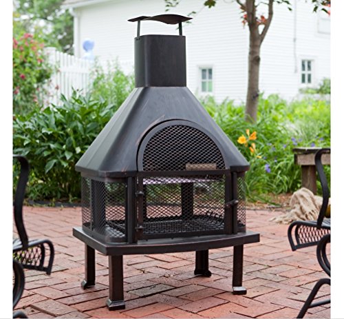 Outdoor Fireplace - Wood Burning Outdoor Fireplace with Smokestack; Gather Around the Fire in Your Backyard with This Modern Outdoor Fireplace - Thumbnail 2