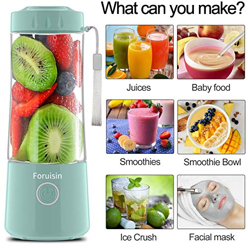 Foruisin Portable Personal Size Blender, 14 OZ Small Juicer Cup for