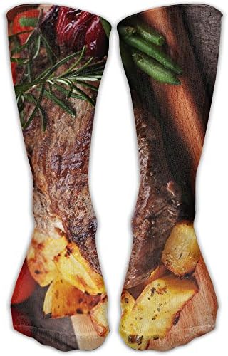 Men Women Novelty Grass Fed Ribeye Steak.jpeg Funky High Sock Athletic Team Stocking Unisex