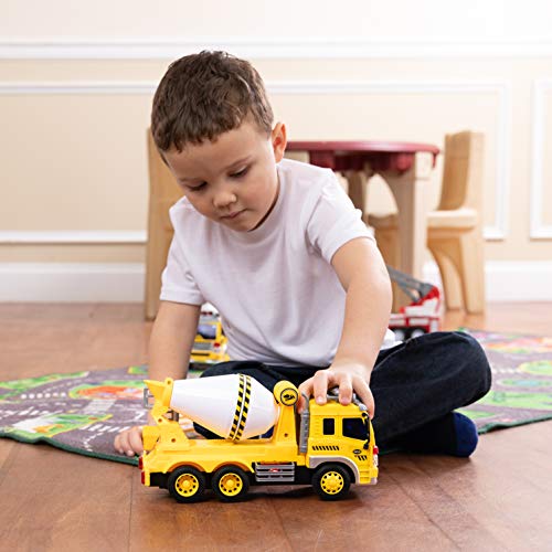 Cement Mixer Truck Toy with Light & Sound Effects - Friction Powered Wheels & Rotating Concrete Mixer - Heavy Duty Plastic Vehicle Toy for Kids & Children by Toy To Enjoy - Thumbnail 3