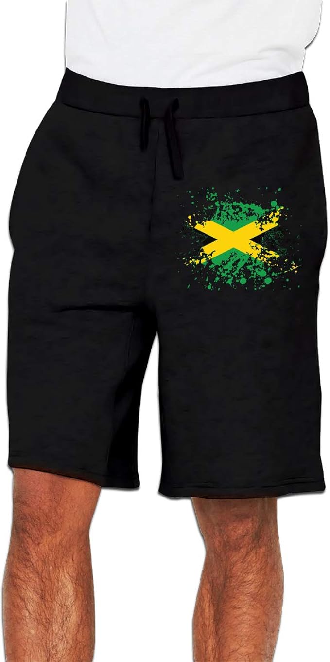 Men's Classic Fit Work Short, 100 Cotton Jamaica Flag Ink Spatter