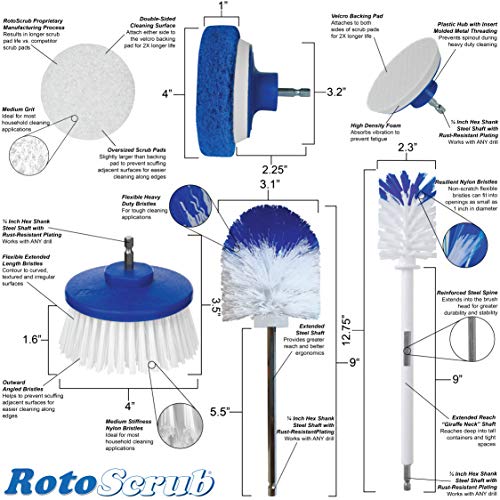 RotoScrub 10Pc AllinOne Home Cleaning Drill Accessory Combo Kit