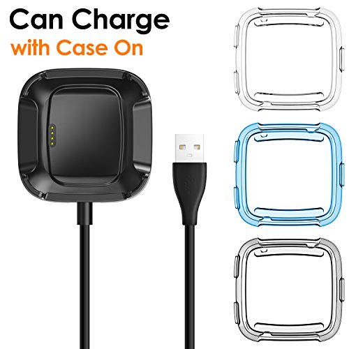 EZCO Fitbit Versa Case with Fitbit Versa Charger [3 +1 Pack], Exclusive Charging Cable (Can Charge with Case On), Soft TPU Protective Cover Shell Bumper Case Protector for Fitbit Versa Smartwatch - Thumbnail 7