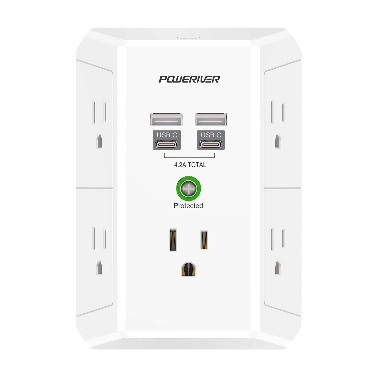 Multi Outlet Extender Surge Protector - POWERIVER Multi Plug Wall ...