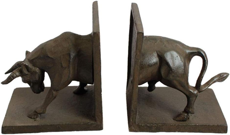 WyaengHai Cast Iron Book Ends Metal Bookends Cast Iron Crafts Cow Bookshelf Decoration Living Room (Color : Multi-colored, Size : 20x6.7x11cm)