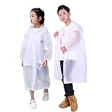 HLKZONE Raincoat for Kids, [2 Pack] EVA Kids Rain Coat Reusable Rain Poncho Jacket for Boys and Girls 6-13 Years Old