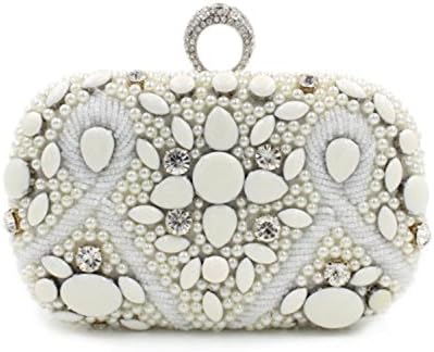Hibags Women Beaded Pearl Clutch Bag Party Bridal Handbag Evening Bags