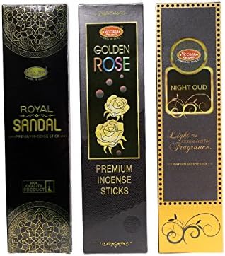 Veeana Combo of 3 Royal Sandal, Golden Rose, Night Out Incense Stick