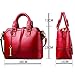 Women's Classic Red Shoulder Bag Lady Simple Leather Top Handle Tote Boston Handbag